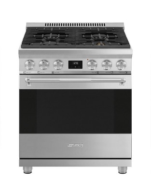 Estufa de piso a Gas natural/lp Smeg Professional 76 cm SPR30UGGX de 4 quemadores