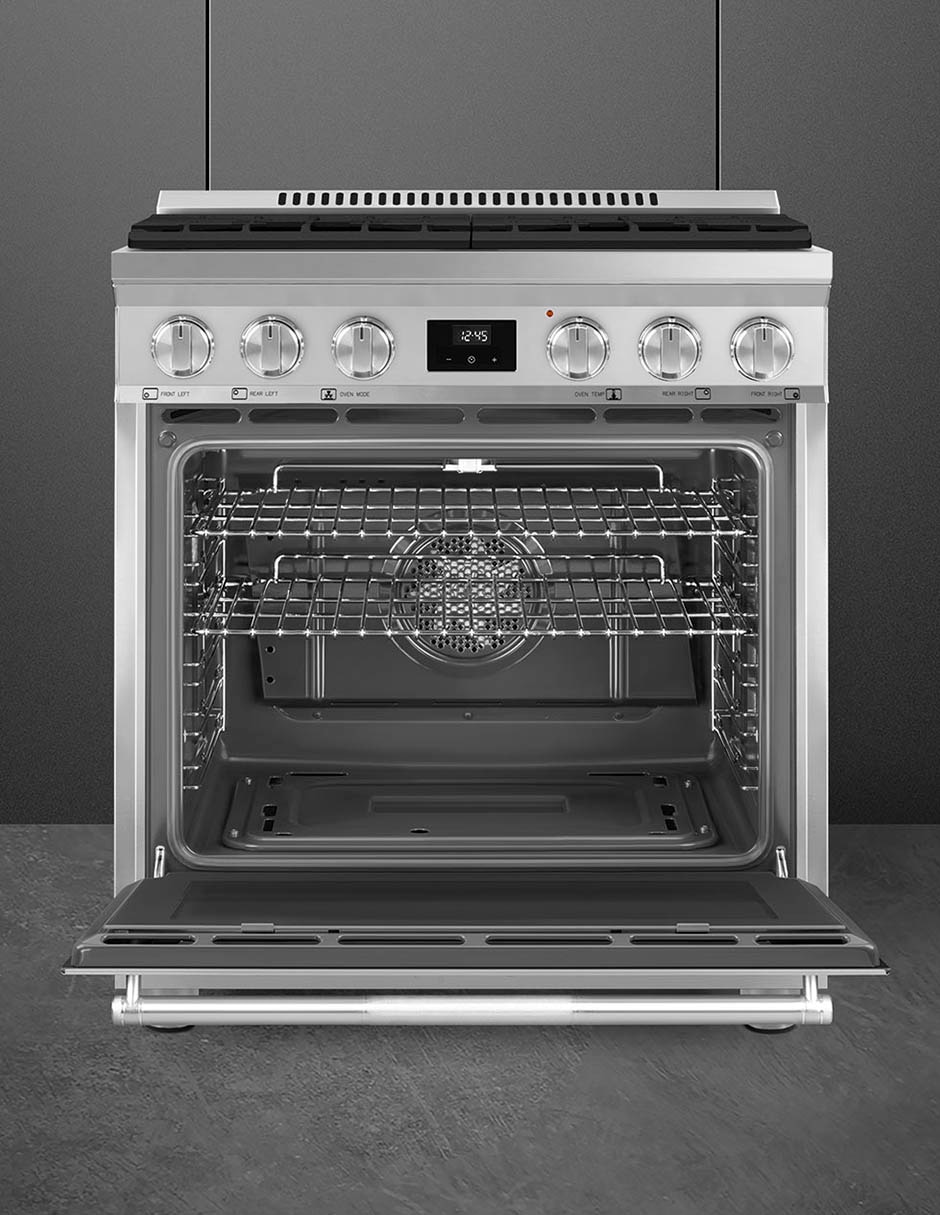 Estufa de piso a Gas natural/lp Smeg Professional 76 cm SPR30UGGX de 4 quemadores