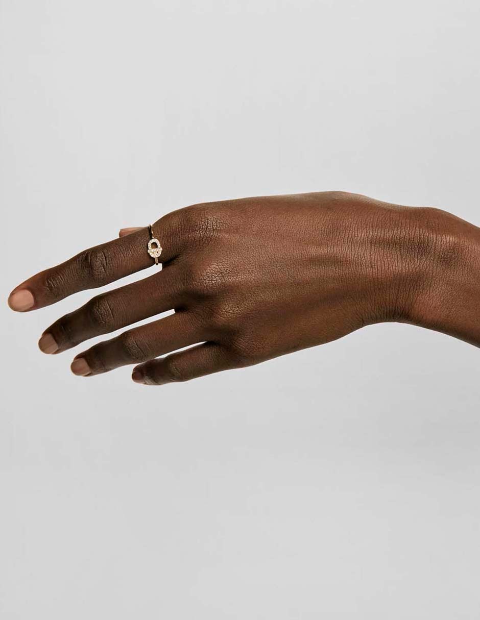 Anillo redondo Tous Manifesto de oro diamante pavé