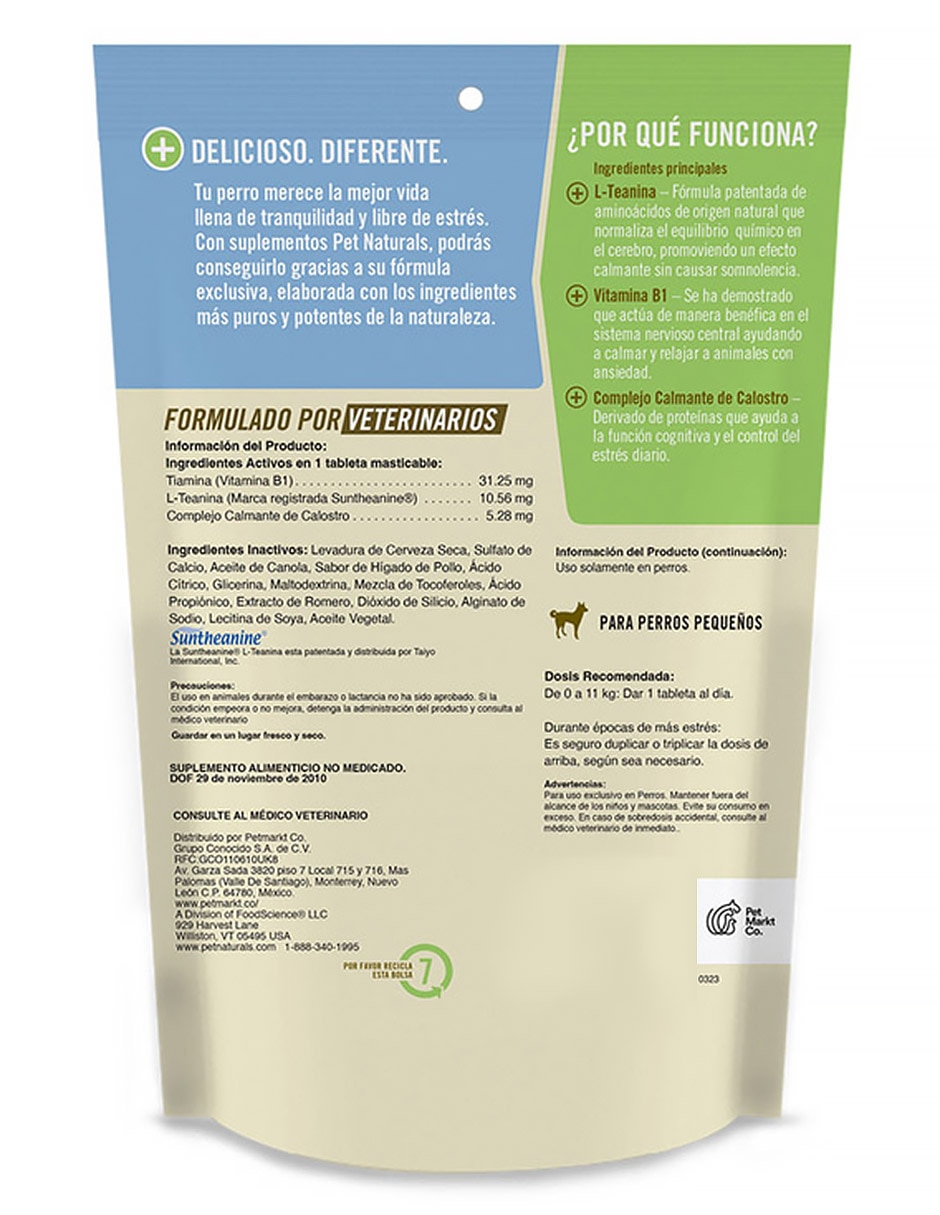 Calmante para mascota para perro contenido 31.5 g 2