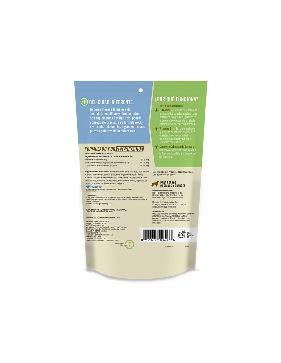Calmante para mascota para perro contenido 31.5 g 2
