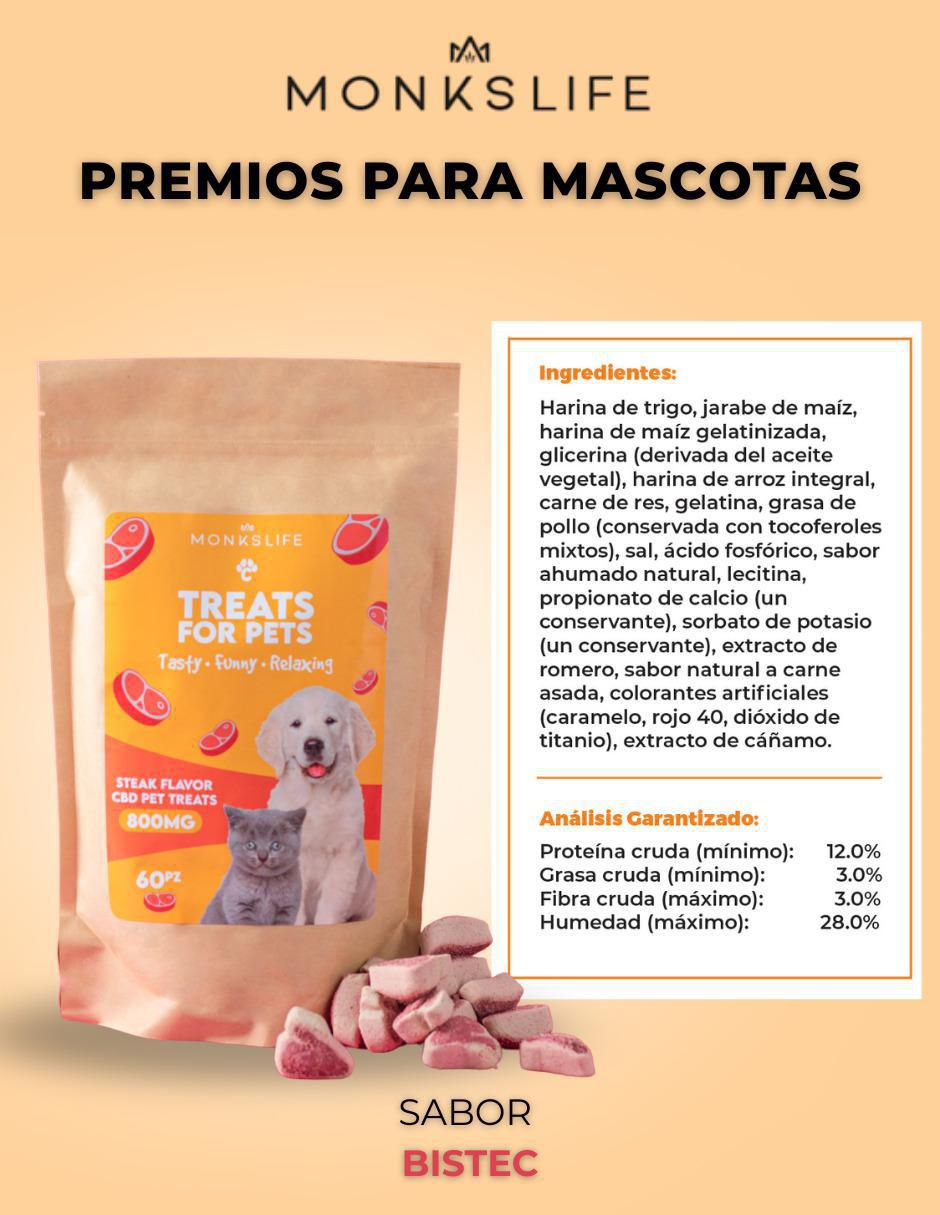 Calmante para mascota de res para perro y gato contenido 60 piezas