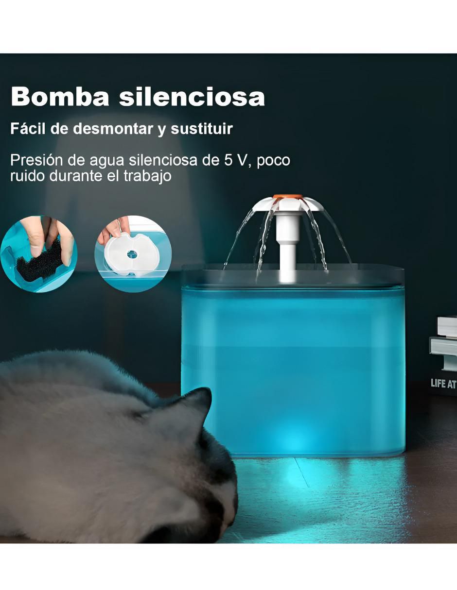 Bebedero transparente para perro y gato 2 L