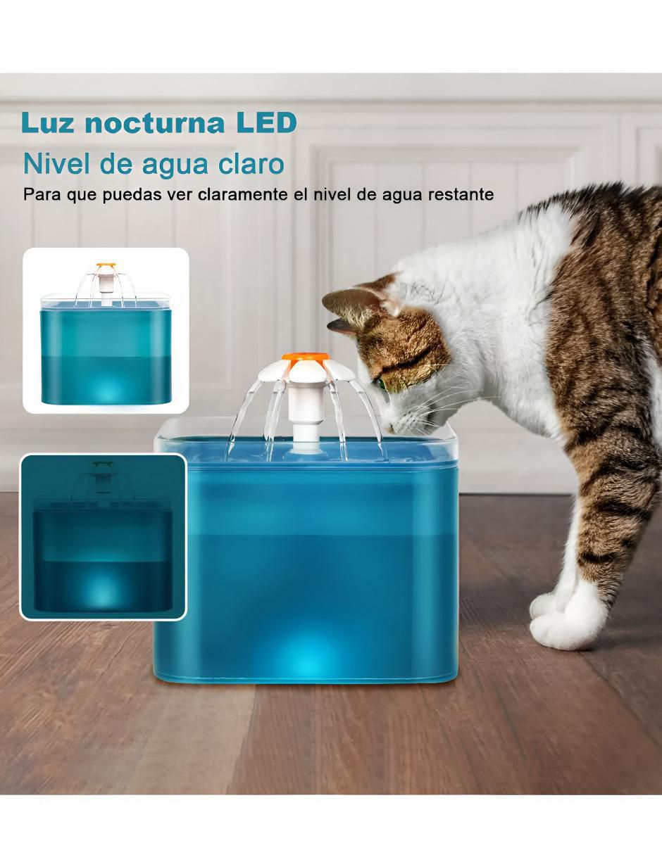 Bebedero transparente para perro y gato 2 L