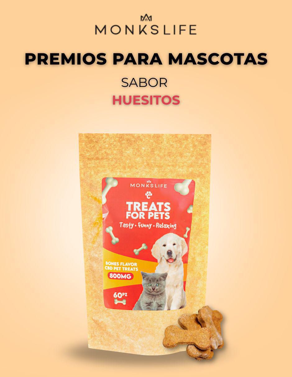 Calmante para mascota Monkslife de hueso para perro y gato contenido 60 huesitos