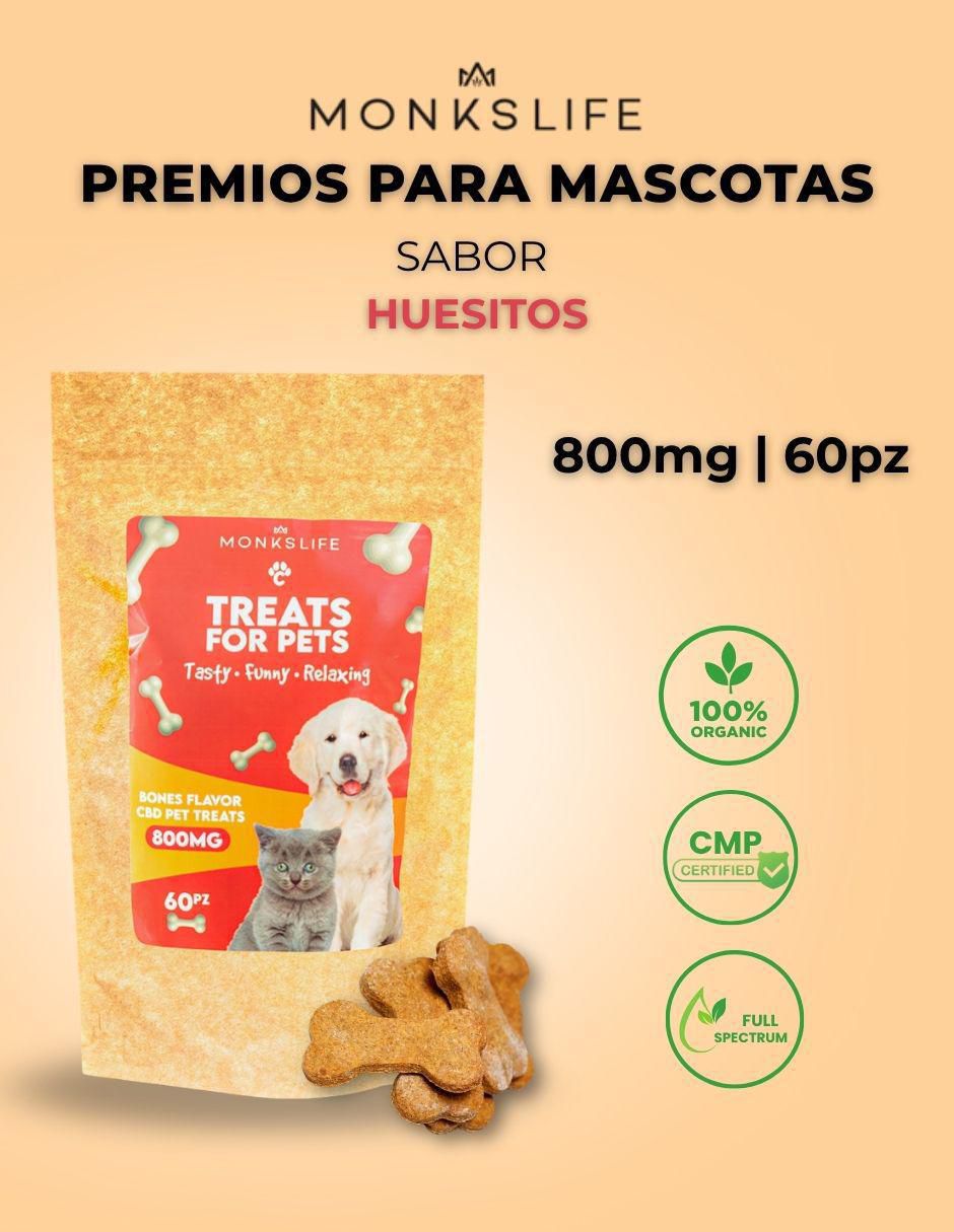 Calmante para mascota Monkslife de hueso para perro y gato contenido 60 huesitos