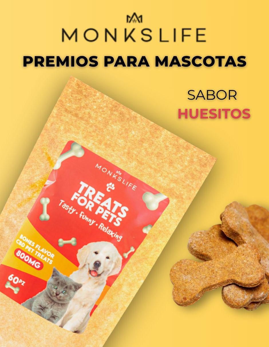 Calmante para mascota Monkslife de hueso para perro y gato contenido 60 huesitos