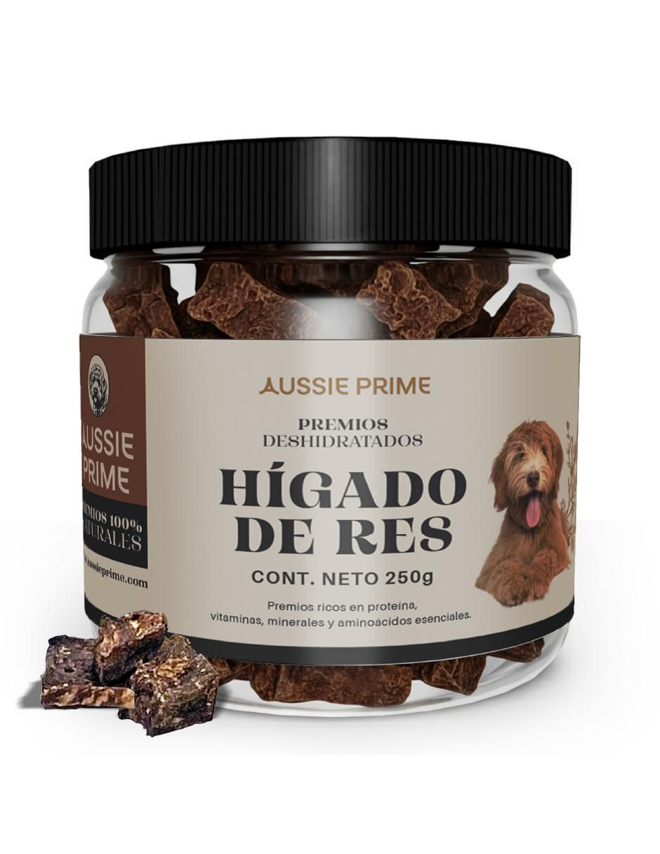 Calmante para mascota Aussie Prime de carne para perro contenido Premios de Higado de Res 250 g