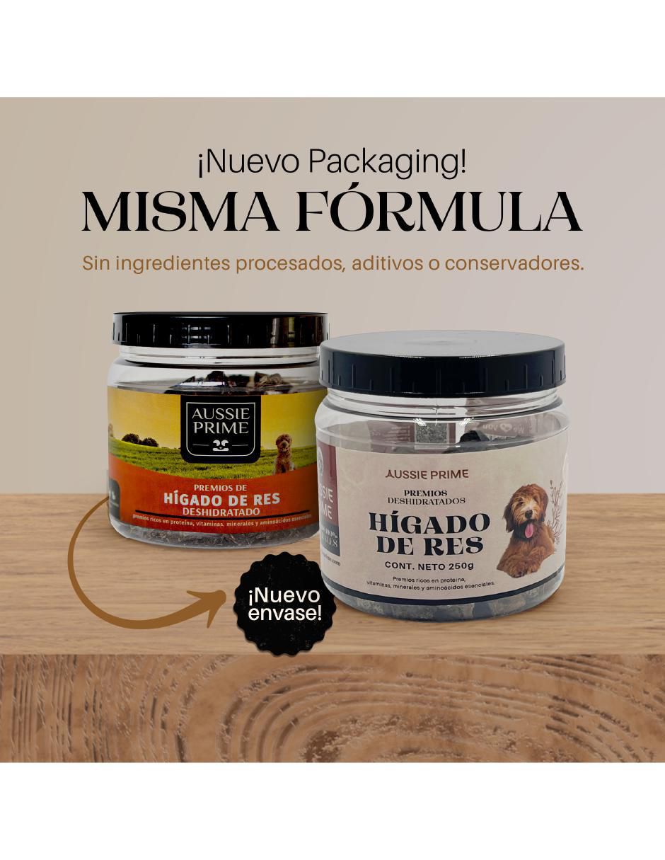 Calmante para mascota Aussie Prime de carne para perro contenido Premios de Higado de Res 250 g