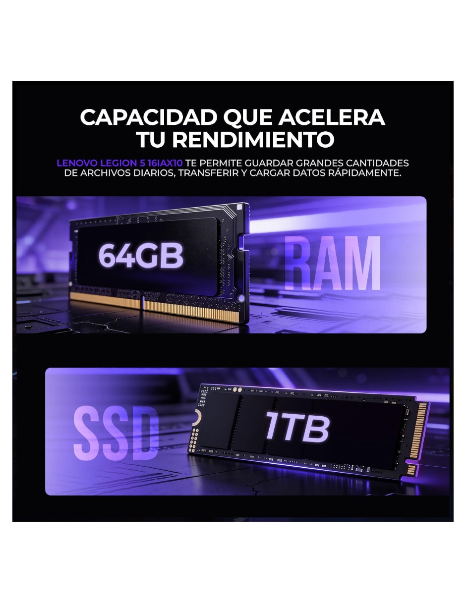 Laptop gamer legion 5 16iax10 16 pulgadas wqxga intel core ultra 9 nvidia geforce rtx 5060 64 gb ram 1 tb 2
